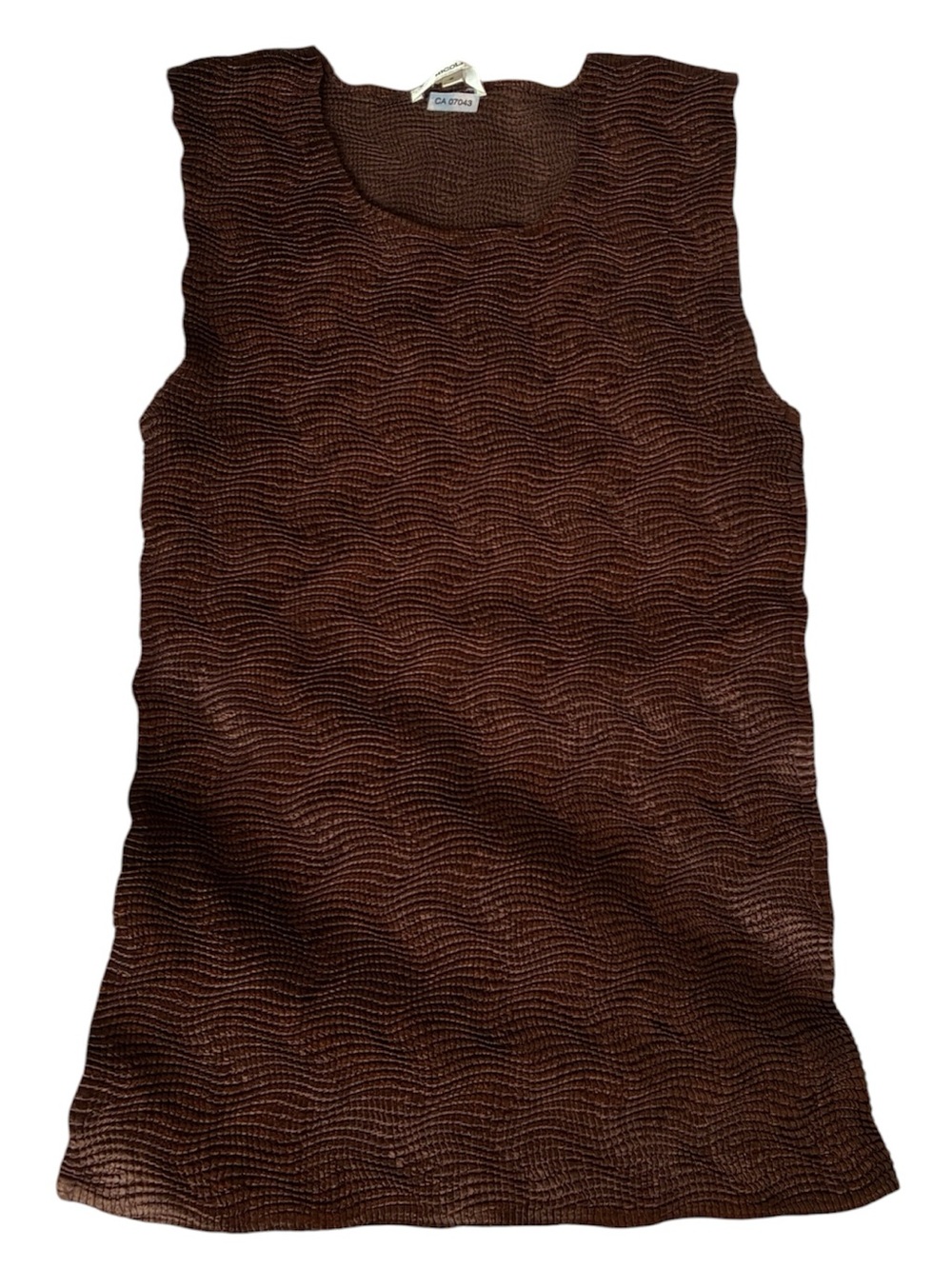 NICOLA Scrunch Wave Ruched Brown Sleeveless Tank